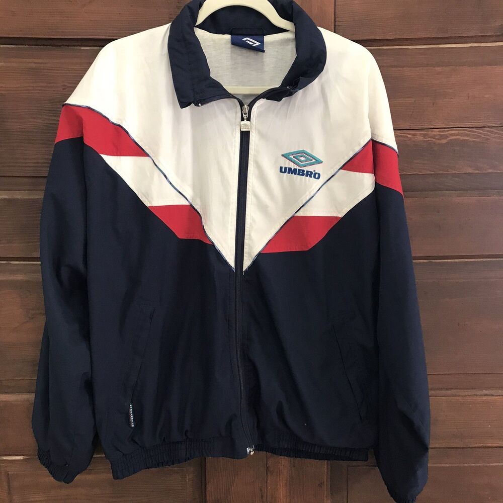 Vintage UMBRO Track Jacket Full Zip Size M blue sport retro windbreaker 90s